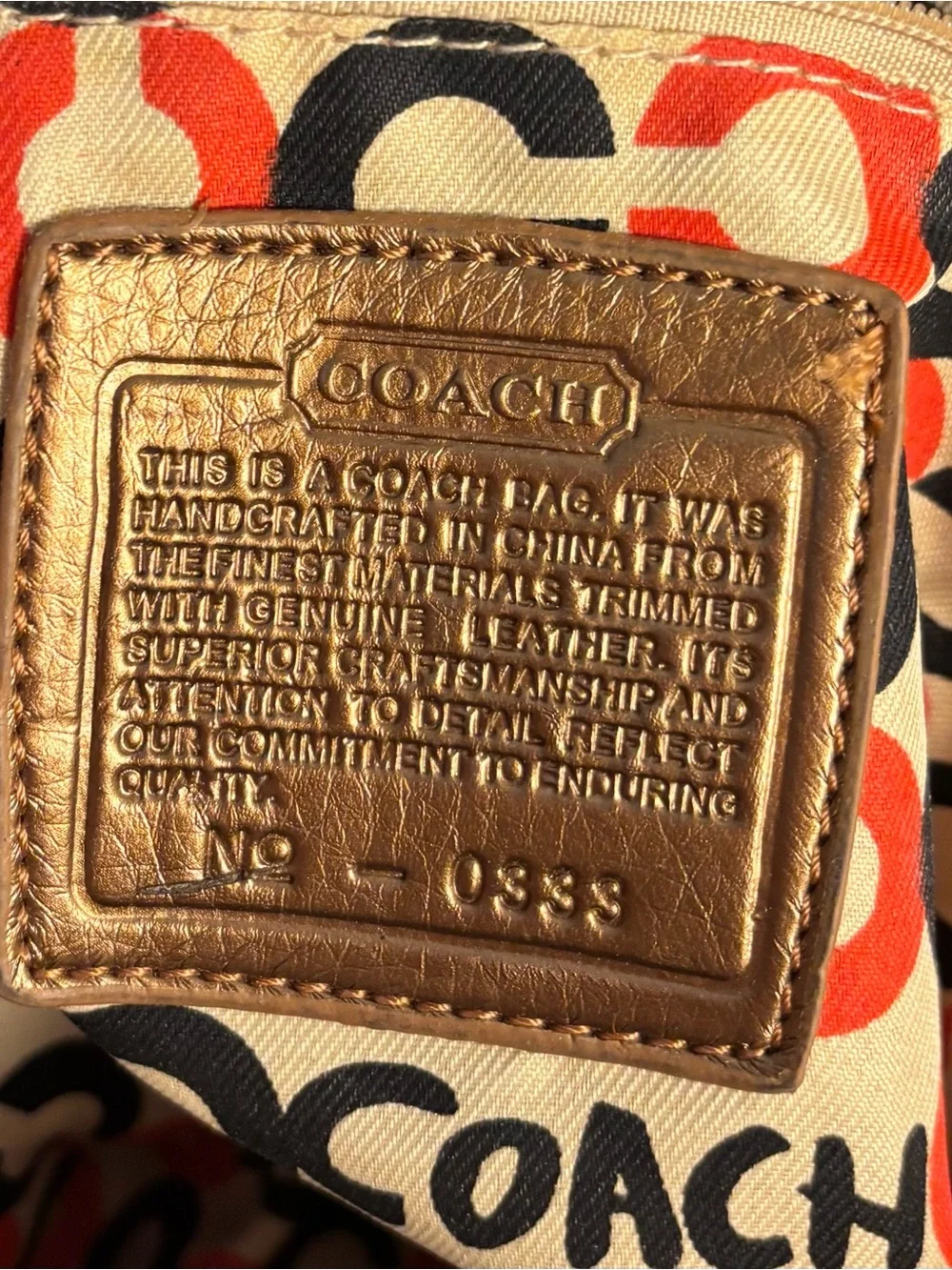 Coach Brown Signature Logo Tote with Metallic Bronze Trim